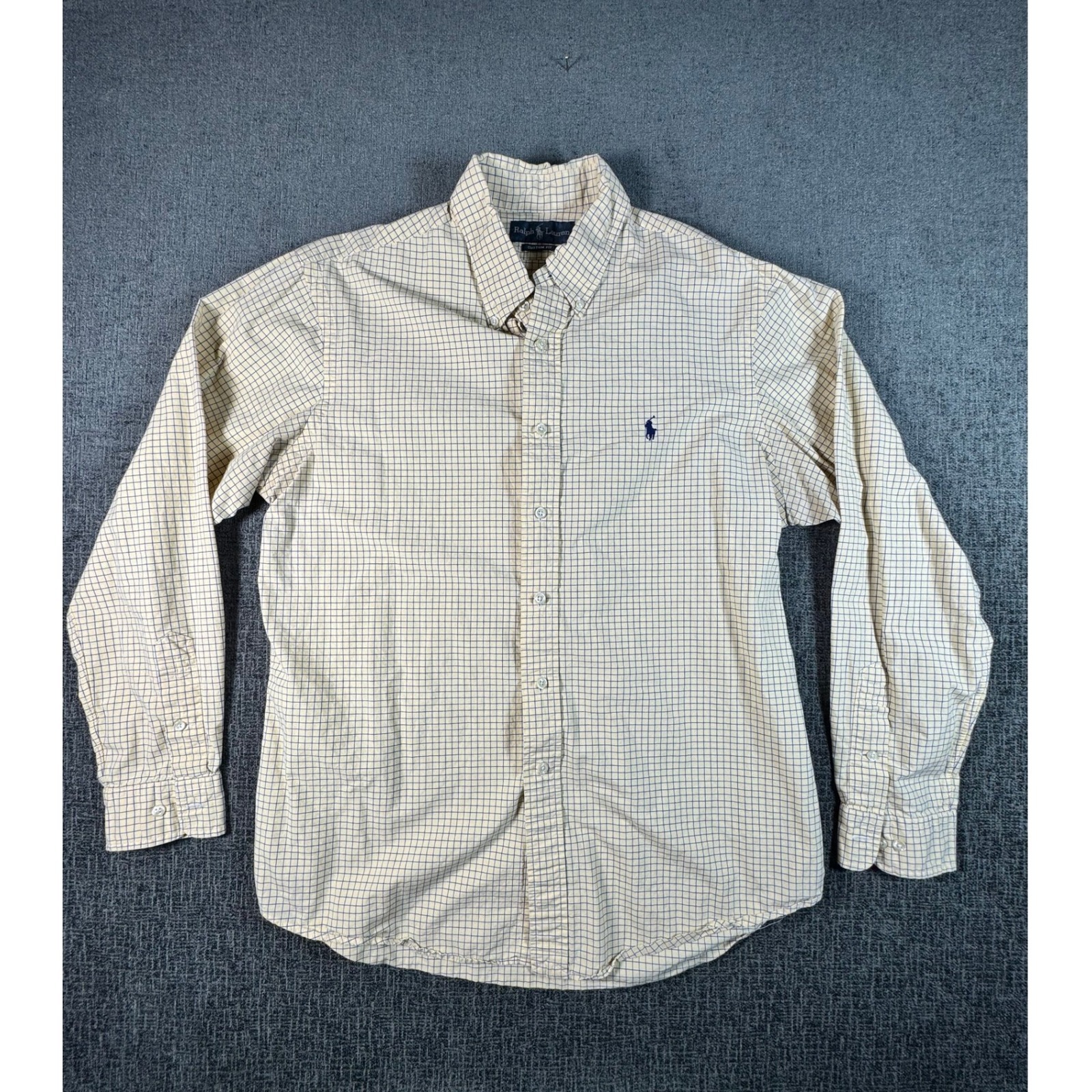 Ralph Lauren Mens 165 3435 Custom Fit Check Button Down Shirt Yellow